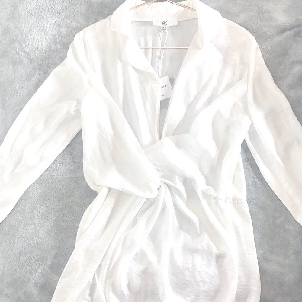 Missguided White Satin Wrap Mini Dress NWT